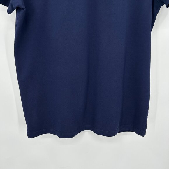 LANVIN Men's Navy Blue 100% Cotton Short Sleeve Casual Polo Shirt Size Large - Picture 5 of 7
